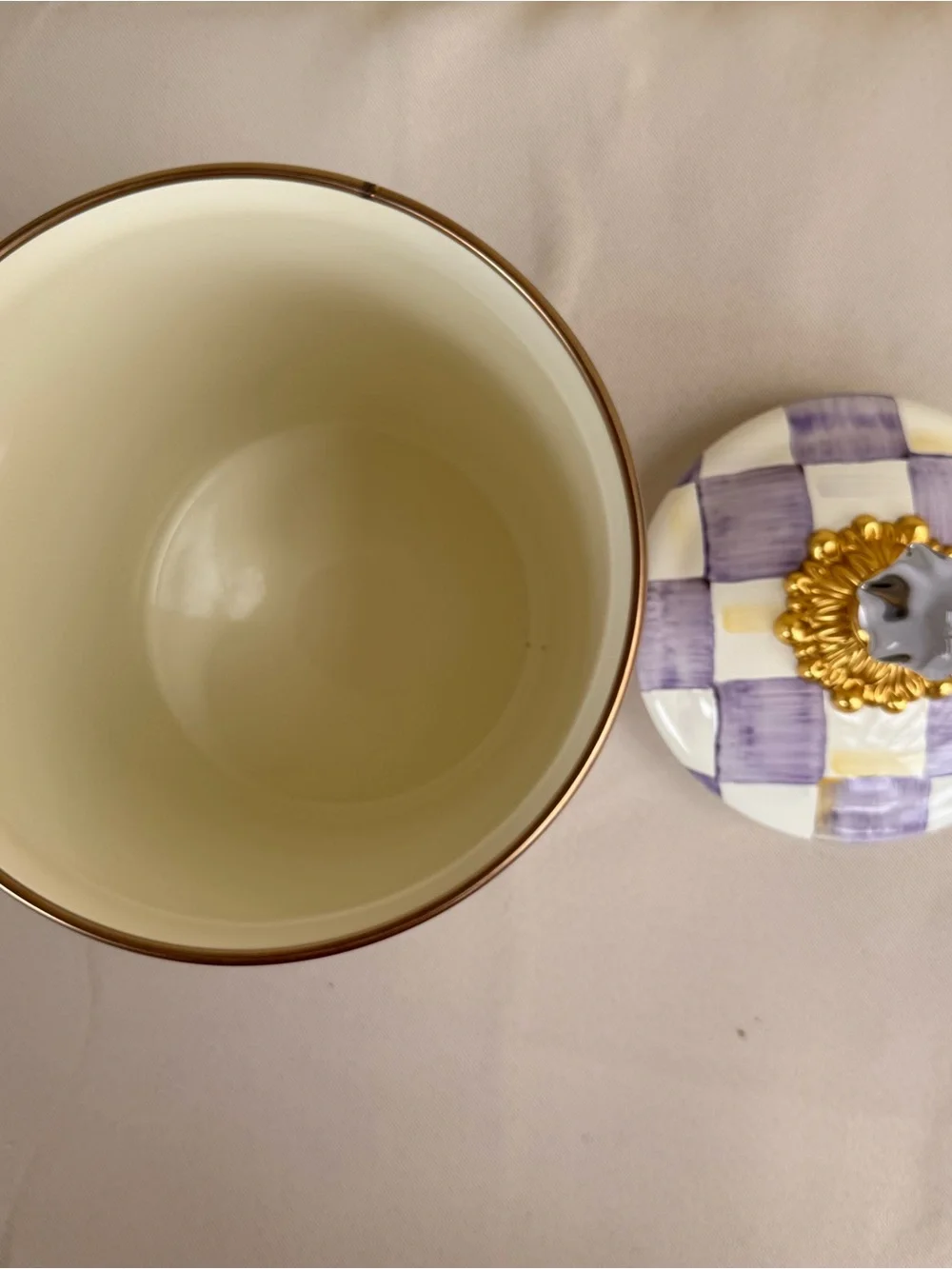 MacKenzy-Childs Violet Check Large Canister